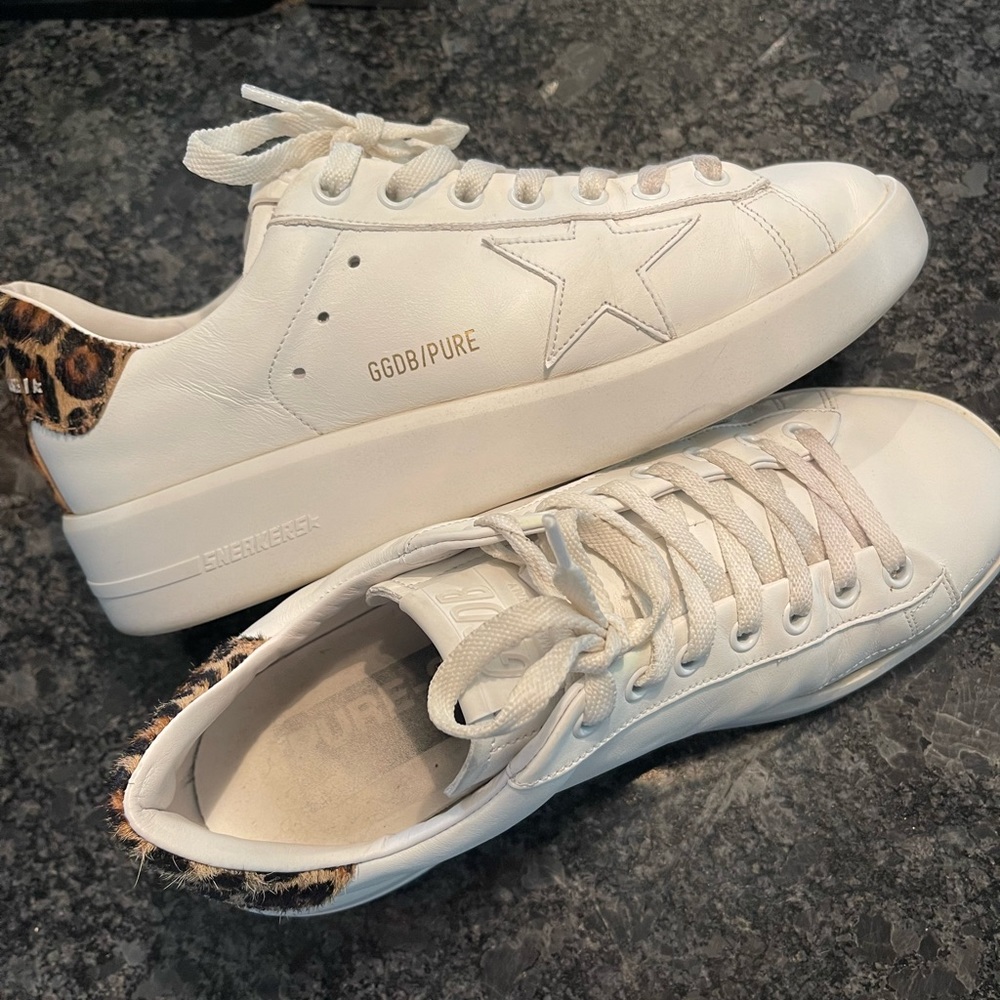 Golden Goose White Sneakers with Leopard Accent - Picture 2 of 6